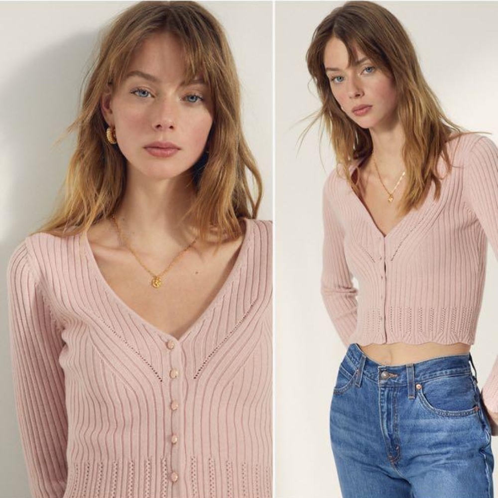 ARITZIA x WILFRED - Evie Ribbed Pink Cardigan Medium NWOT